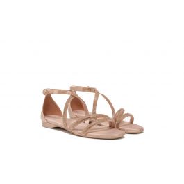 Nude patent hot sale flat sandals